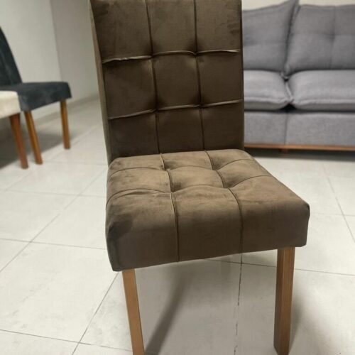Alternative view of Mesa Athenas 180 Amêndoa Clean com 6 Cadeiras Sophia Veludo Marrom – LOPAS + WM DECOR