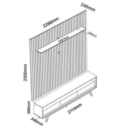 Alternative view of Painel até 85″ Nobre 230 Off White + Rack Requinte 212 Off White/Azul – GELIUS