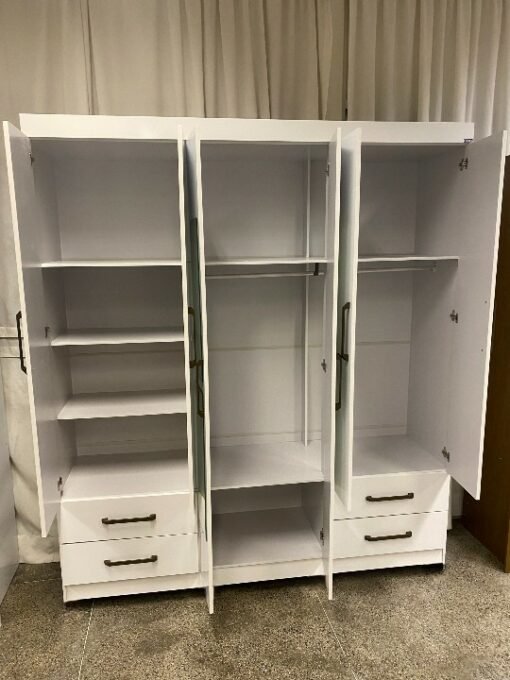 Guarda-Roupa 6 Portas Hércules(Com espelho)1,77 m Branco – CARIOCA MÓVEIS - Imagem 3