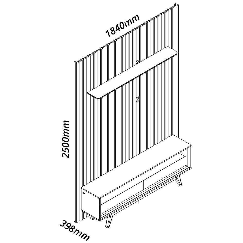 Painel até 75″ Nobre 185 Naturale + Rack Requinte 172 Naturale/Off White – GELIUS - Imagem 2