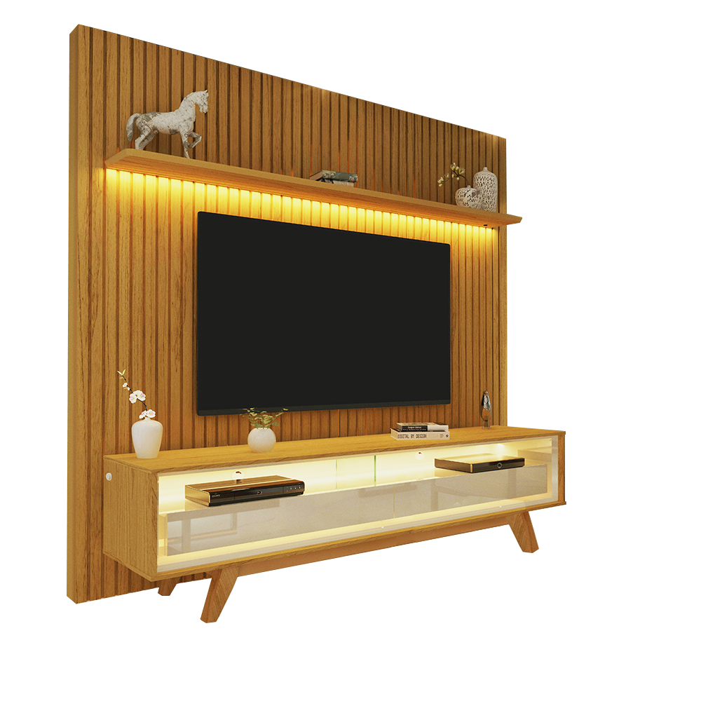 Painel até 75″ Nobre 185 Naturale + Rack Requinte 172 Naturale/Off White – GELIUS - Imagem 3
