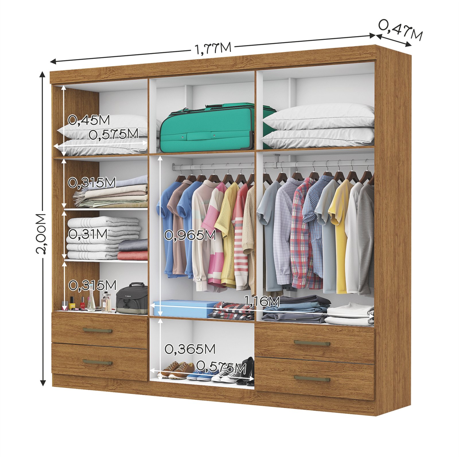 Guarda-Roupa 6 Portas Hércules(Com espelho) 1,77 m Cinamomo – CARIOCA MÓVEIS - Imagem 2