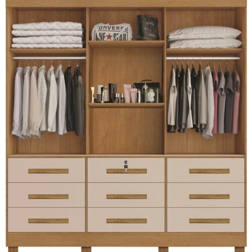 Alternative view of Guarda-Roupa 3 Portas(Com Pés)Athenas 1,80 m Nature/Off White – BIANCHI