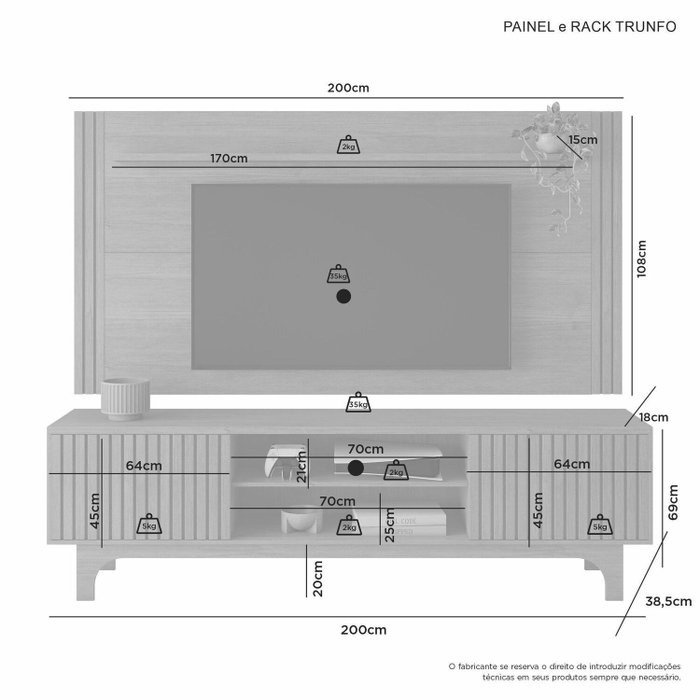 Painel + Rack até 70″ Trunfo Cinamomo – JCM MOVELARIA - Imagem 4