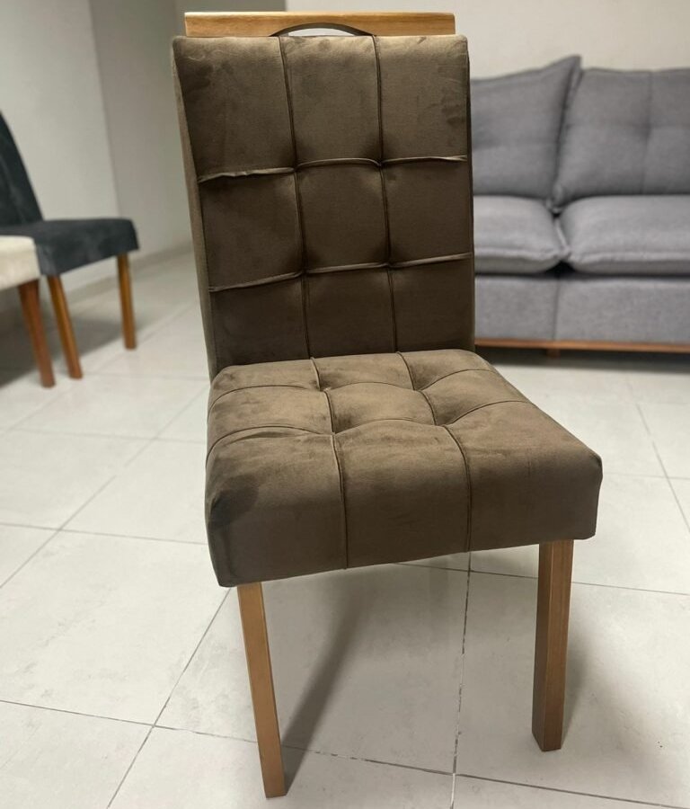Mesa Salinas 120 Cinamomo/Off White com 4 Cadeiras Sophia Veludo Marrom – CEL MÓVEIS + WM DECOR - Imagem 2