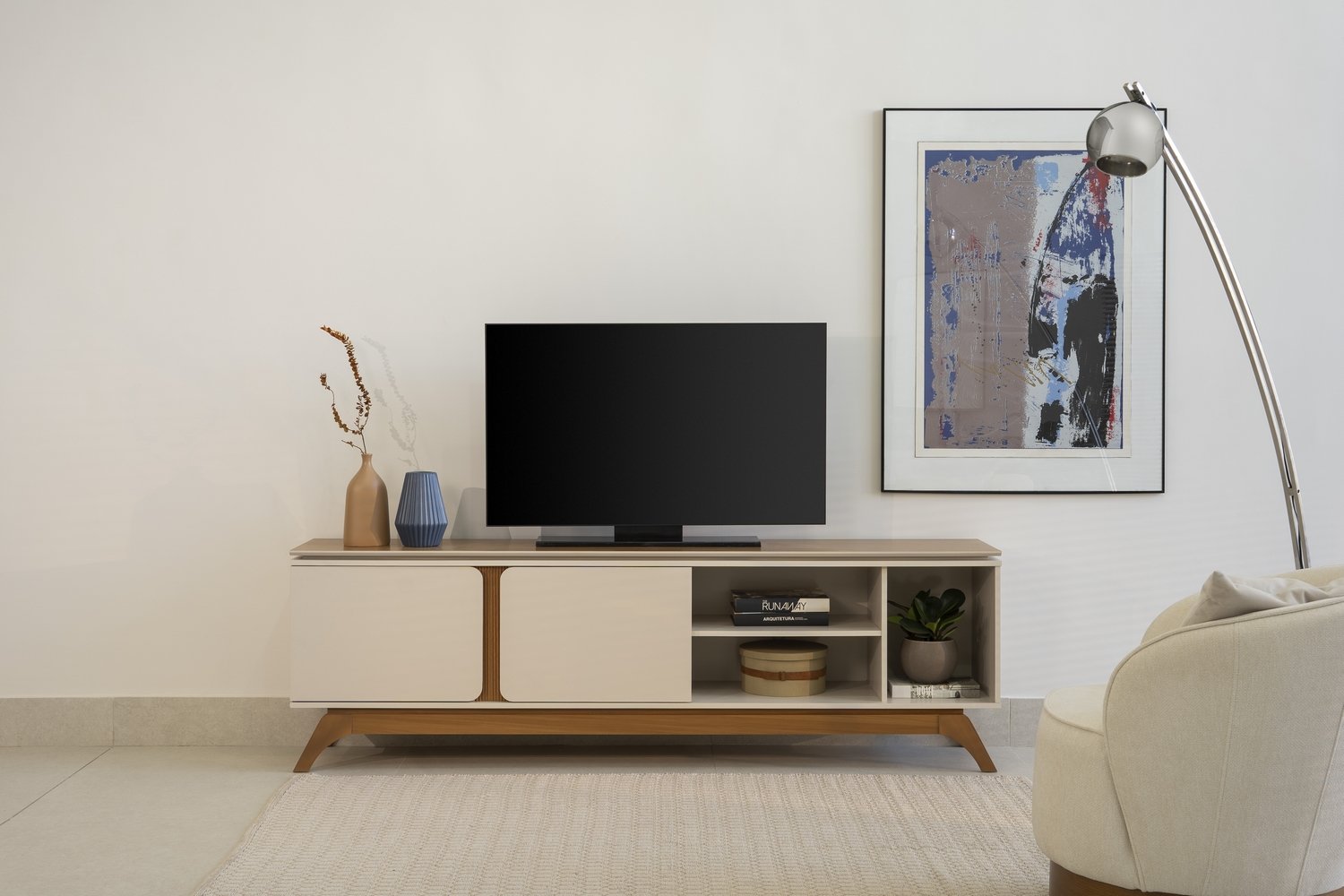 Rack ate 70" Istambul Nature/Off White - LINEA BRASIL - Imagem 8