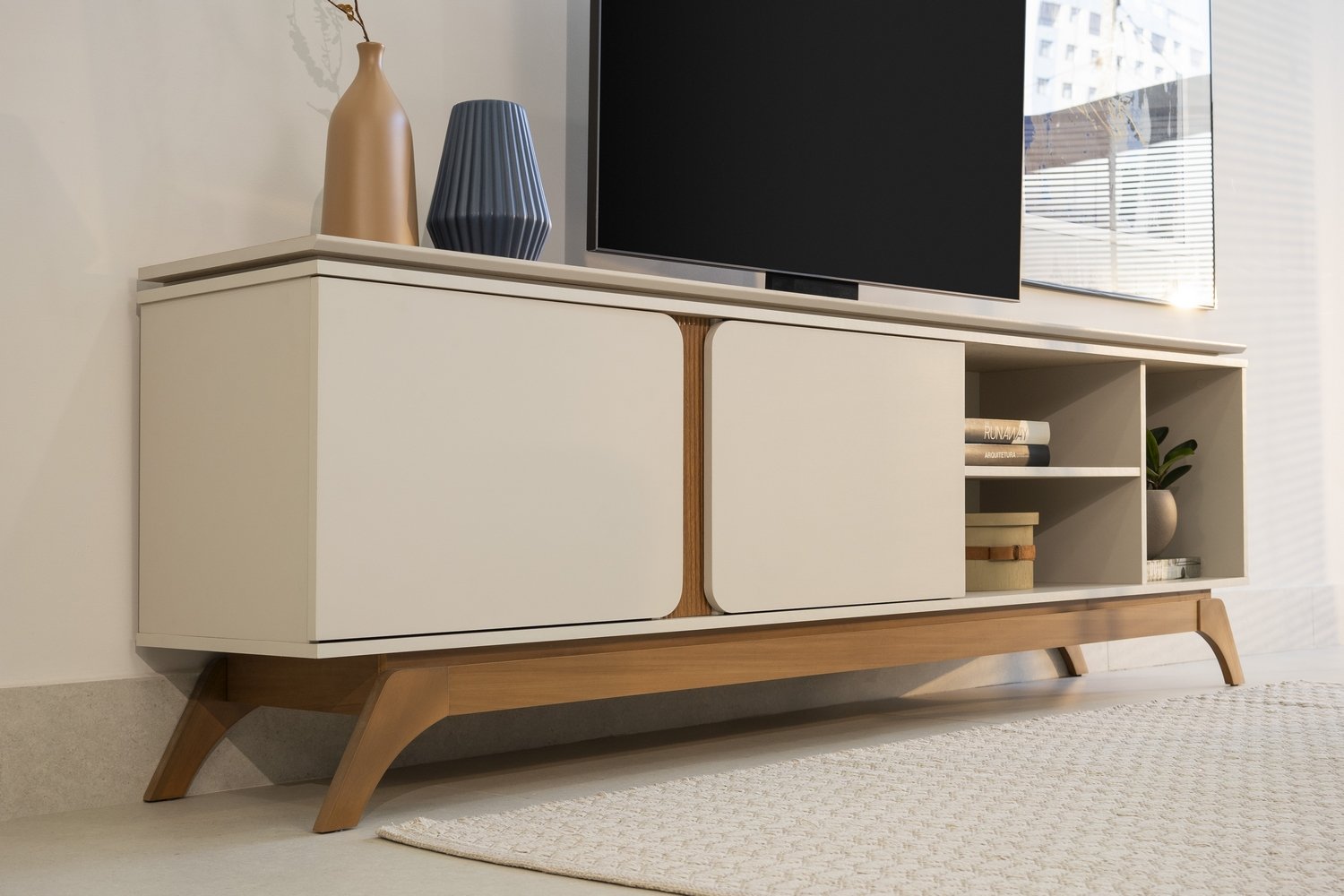 Rack ate 70" Istambul Nature/Off White - LINEA BRASIL - Imagem 10