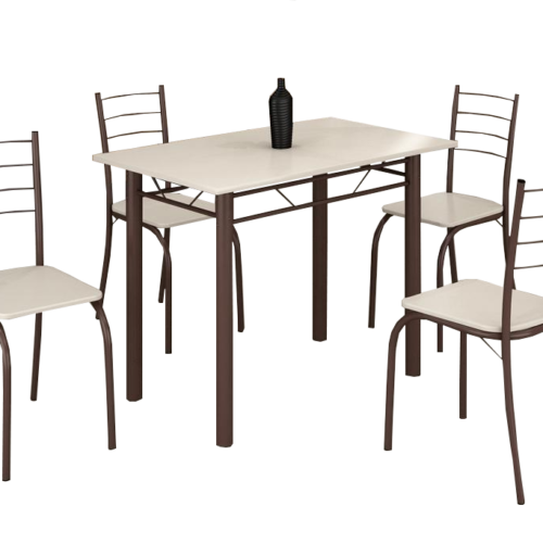 Alternative view of Mesa 4 Cadeiras Rio 100x60 (Base 2") Marrom/Off White - TEIXEIRA