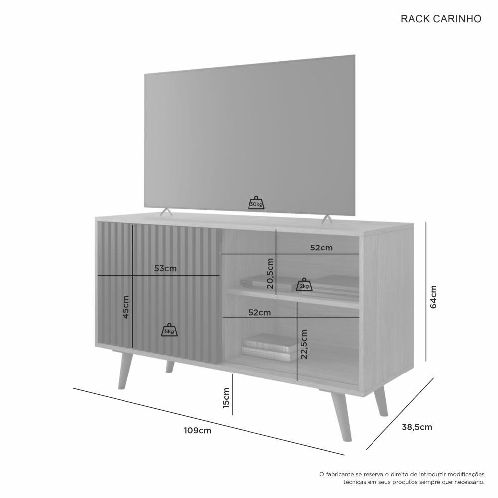 Rack até 43" Carinho Cinamomo/Preto - JCM MOVELARIA - Imagem 3