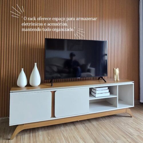Alternative view of Rack ate 70" Istambul Nature/Off White - LINEA BRASIL