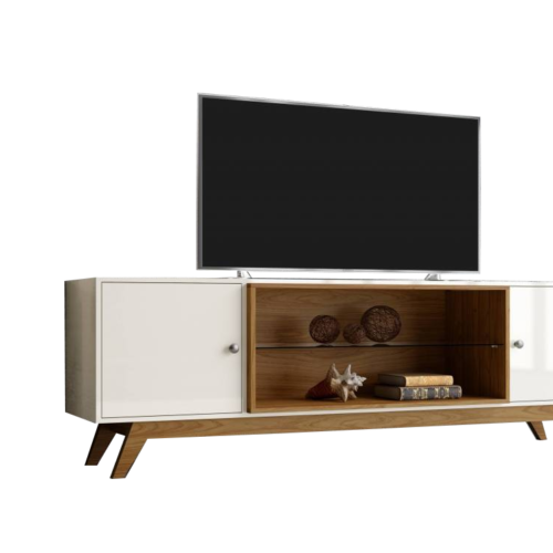 Alternative view of Rack até 60" Thor R418 Off White/Freijó - DALLA COSTA