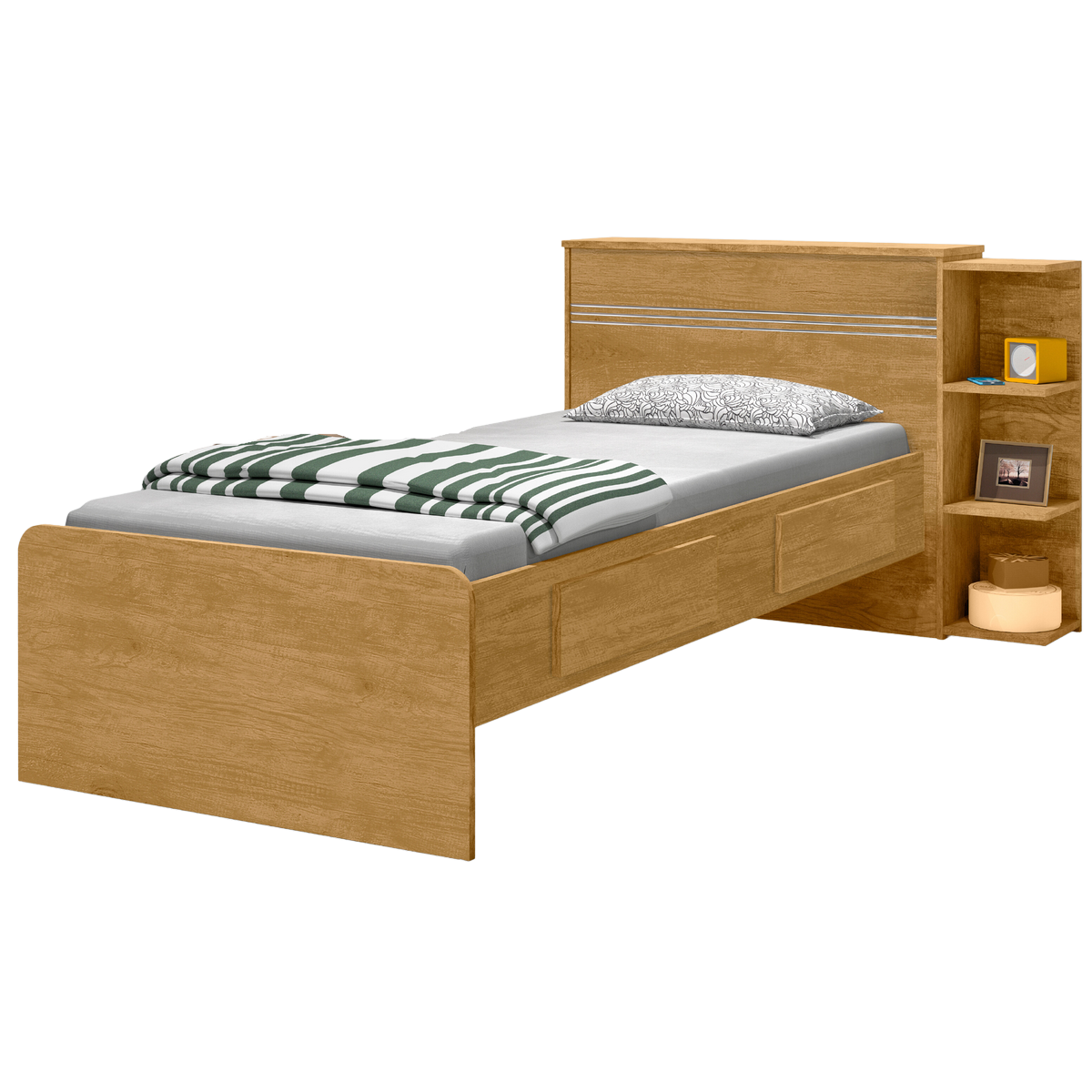 Cama Solteiro Baú Jade Nature - J&A MÓVEIS - Imagem 3