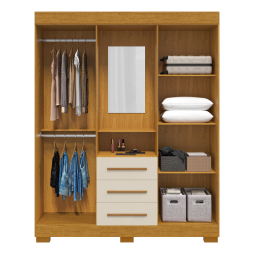 Alternative view of Guarda-Roupa Capelinha Emily Gold 1,64 m Cinamomo/Off White – ACP MÓVEIS