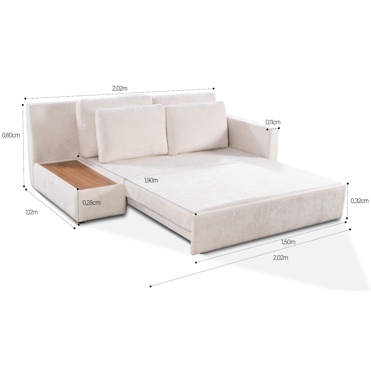 Sofá Cama Allure Ref.4003 2,02 m Linho Bege - GRALHA AZUL - Imagem 4