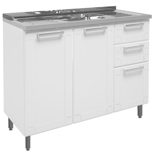 Balcao 2 Gavetas Multipla 6015590 Branco + Tampo Pia -  BERTOLINI