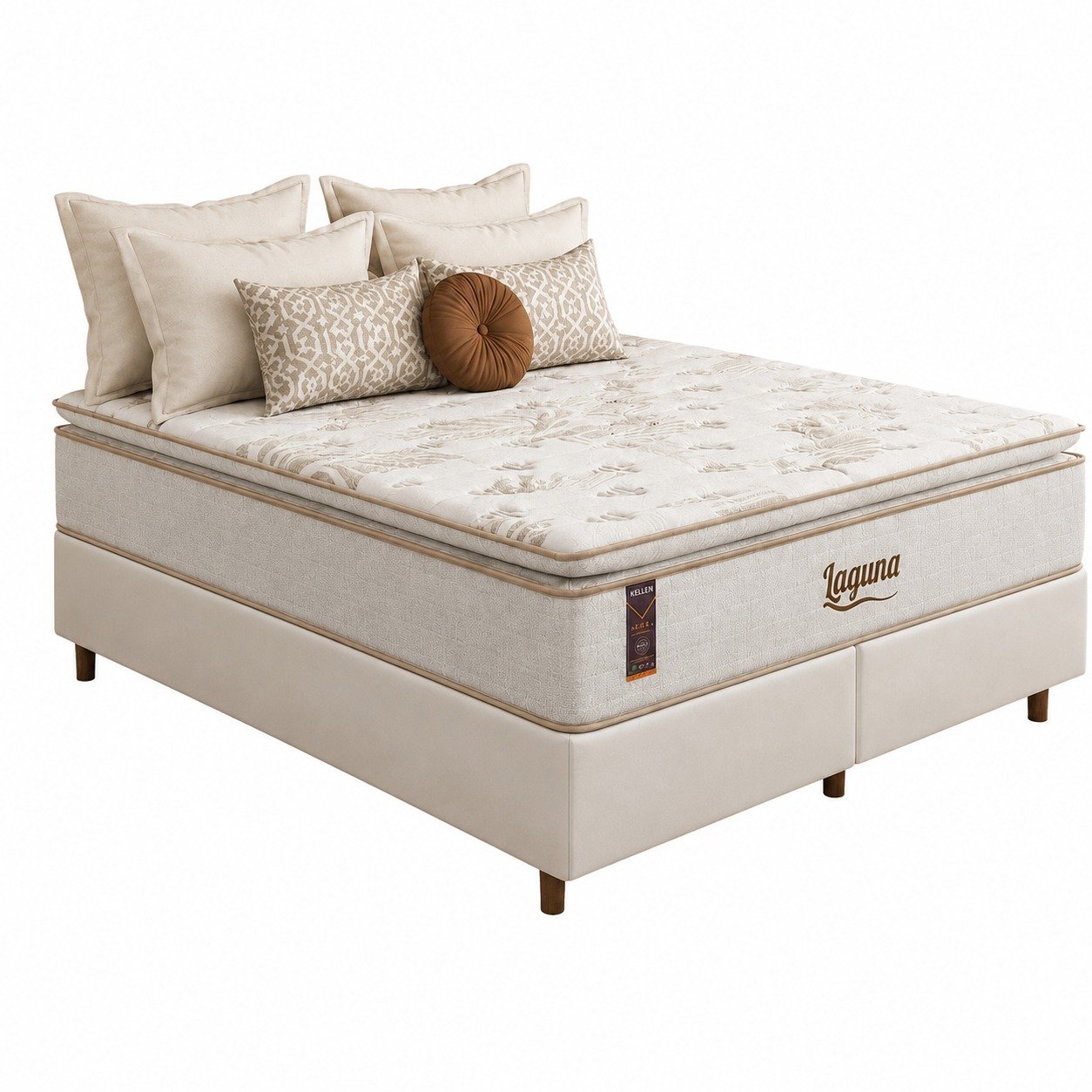 Colchão Queen Laguna Plus 28 cm D26 Molas Ensacadas + Base Simples Corino Branco – KING KONFORT COLCHÕES + BIOSTAR - Imagem 2