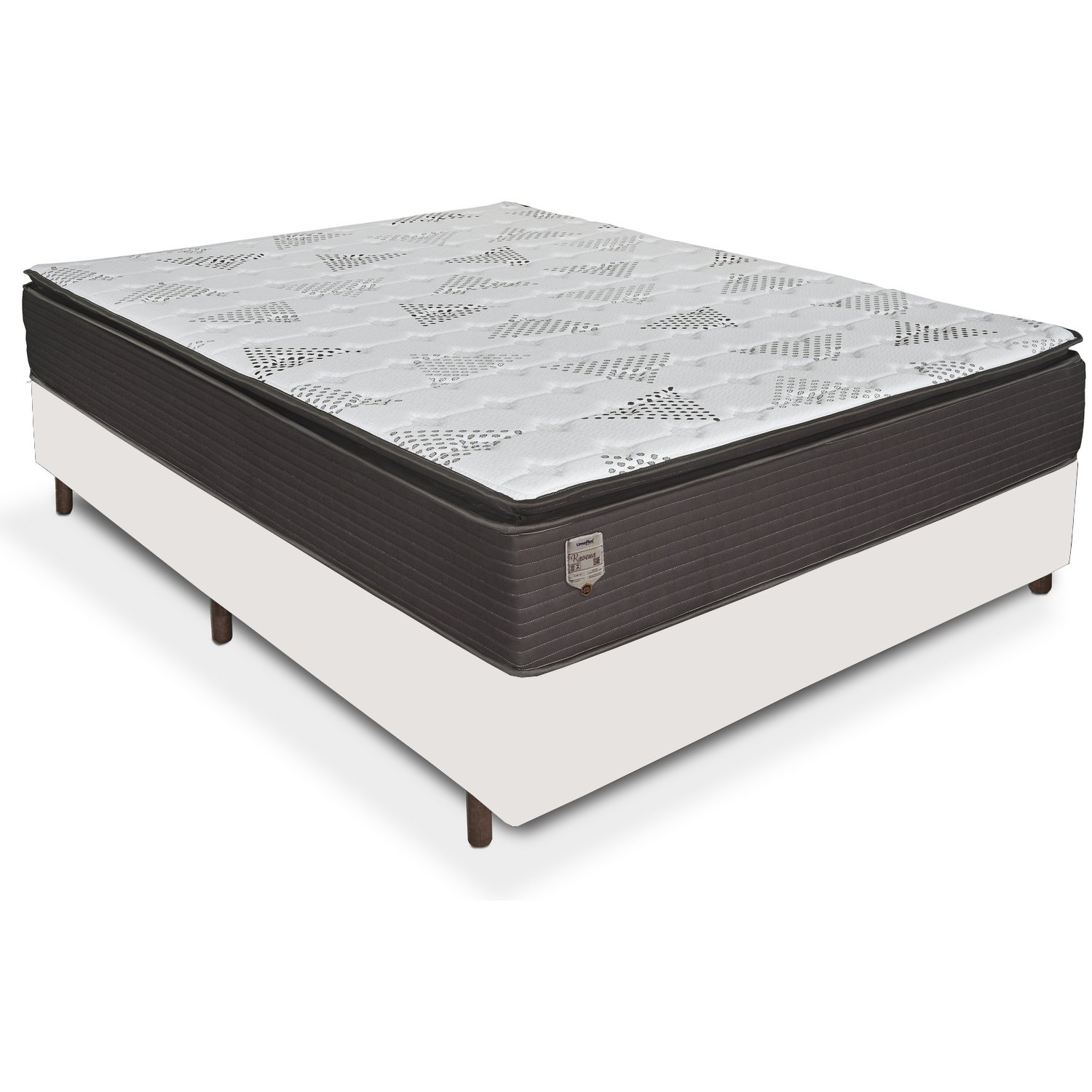Colchão Casal Ravena 33 cm D26 Molas Ensacadas + Base Simples Corino Branco – UMAFLEX + BIOSTAR - Imagem 2