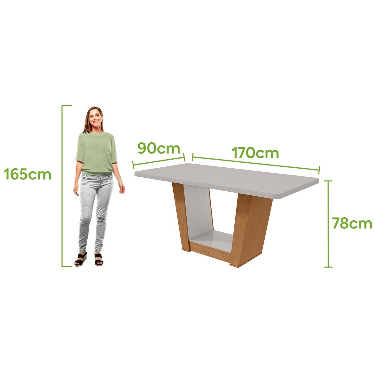 Mesa Apogeu (Tampo Maxi) 170 Amêndoa Clean/Off White - LOPAS - Imagem 3