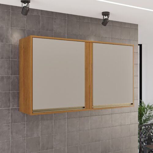 Armário Aéreo 2 Portas Pérola 1,20 m Cinamomo/Off White - SALLÊTO