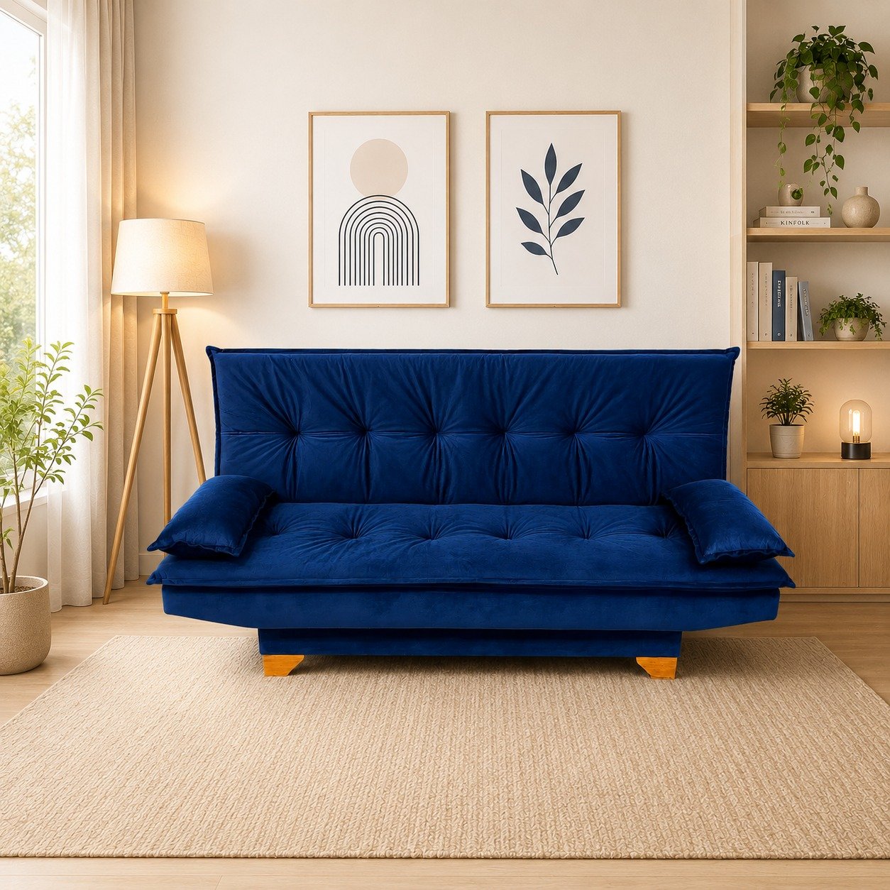 Sofá Cama Veneza 1,88 m Veludo Azul 185 - TOP ESTOFADOS - Imagem 3
