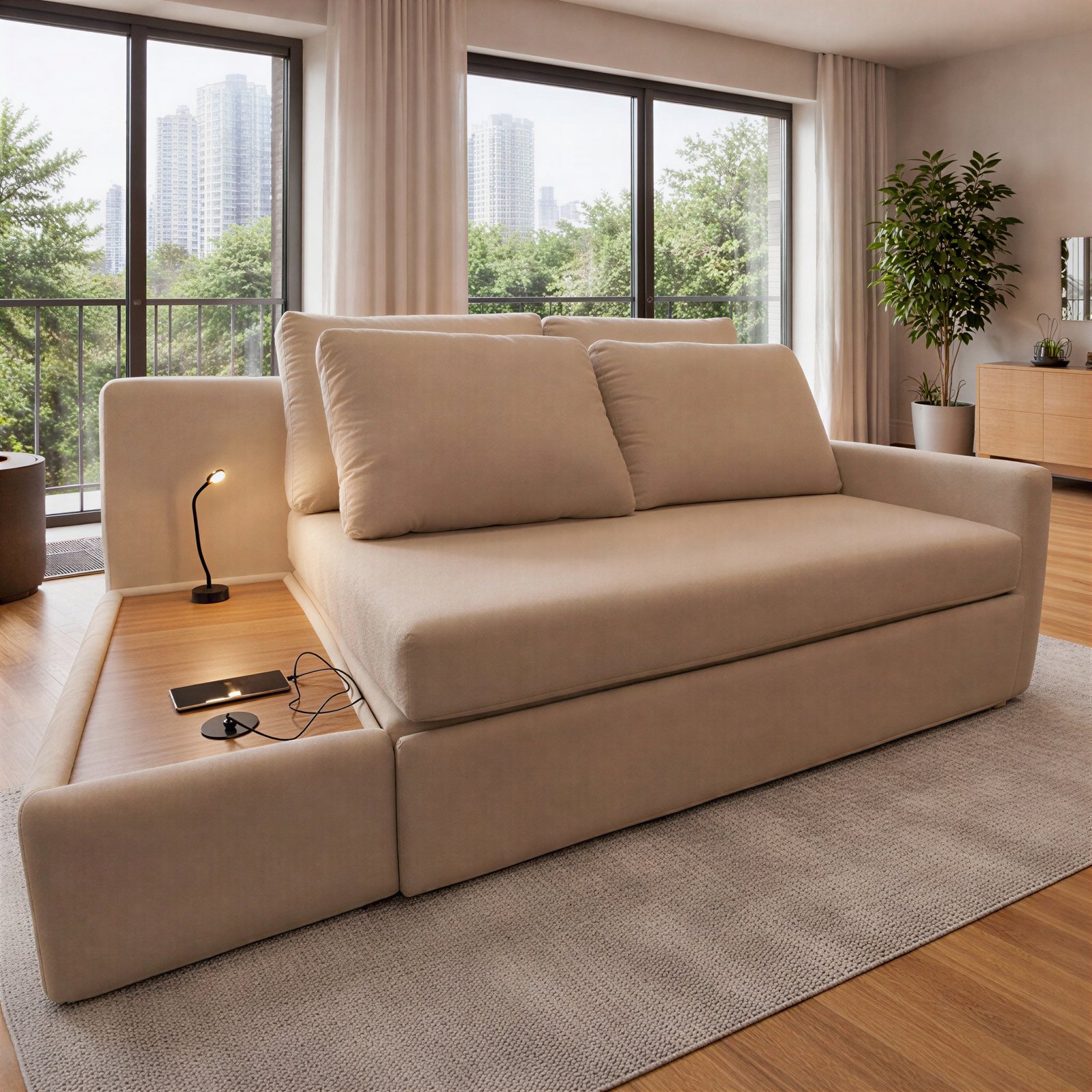 Sofá Cama Allure Ref.4003 2,02 m Linho Bege - GRALHA AZUL - Imagem 3