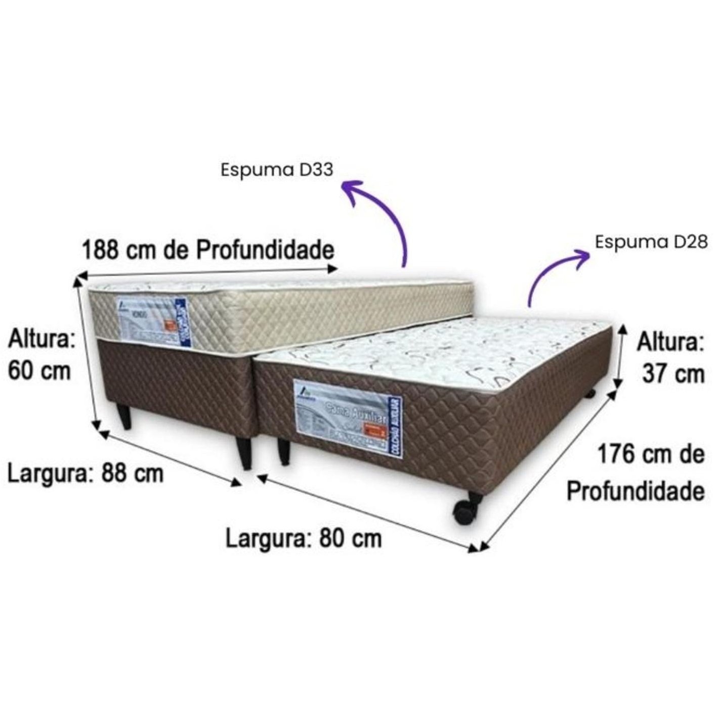 Cama Box Solteiro com Auxiliar Rondocomfort Sealed D33 - RONDOMOVEIS - Imagem 2