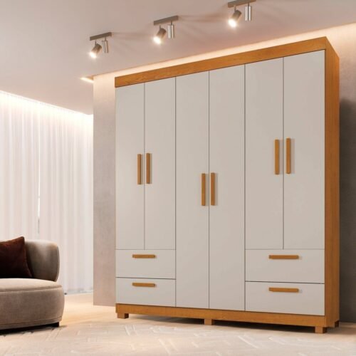 Guarda-Roupa 6 Portas Flórida 1,55 m Cinamomo/Off White - GRUPO UAI