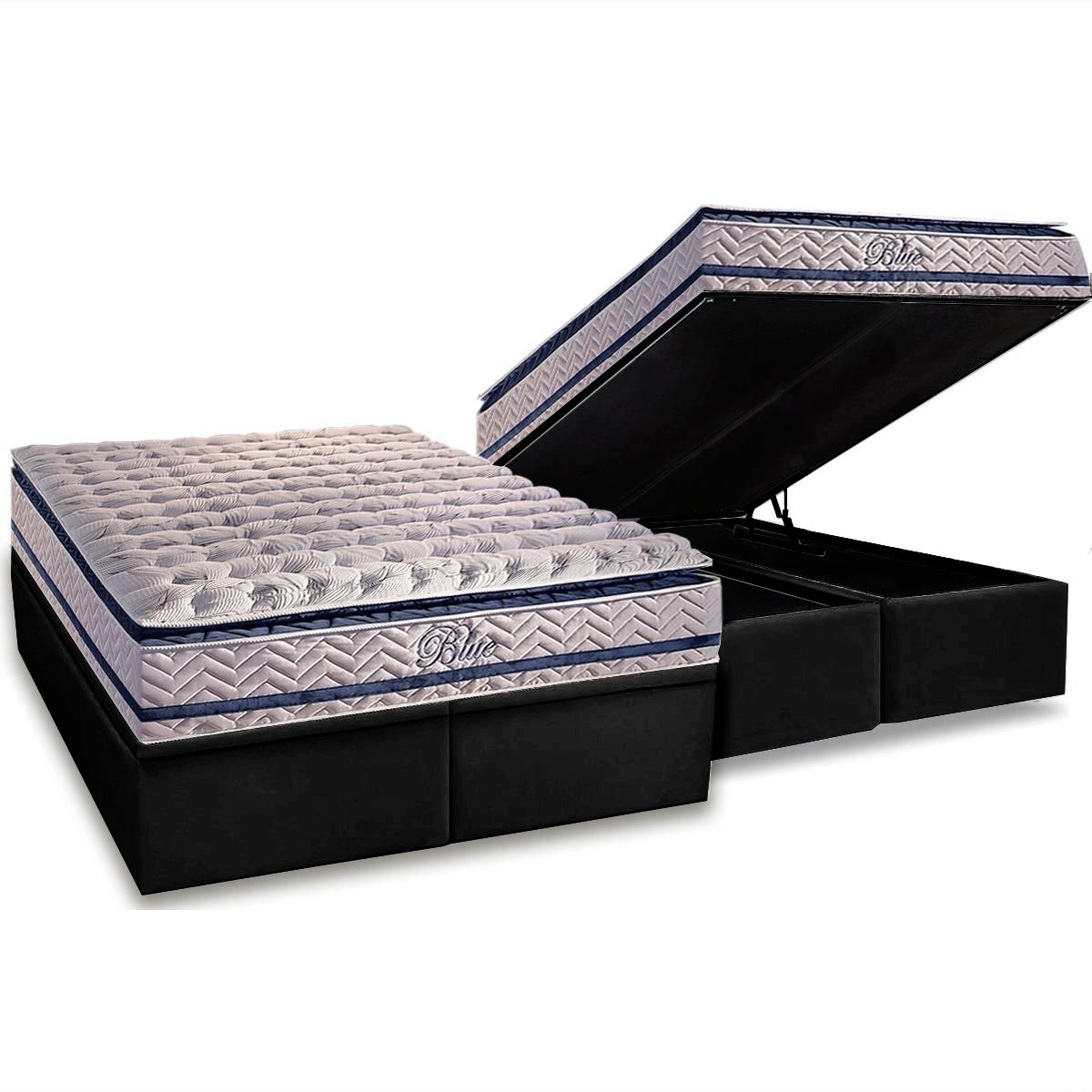 Colchão Queen Blue 32 cm H33 Molas Ensacadas + Base Baú Corino Preto – PAROPAS + BIOSTAR - Imagem 2