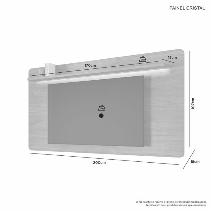 Painel até 70" Cristal Cinamomo - JCM MOVELARIA - Imagem 2