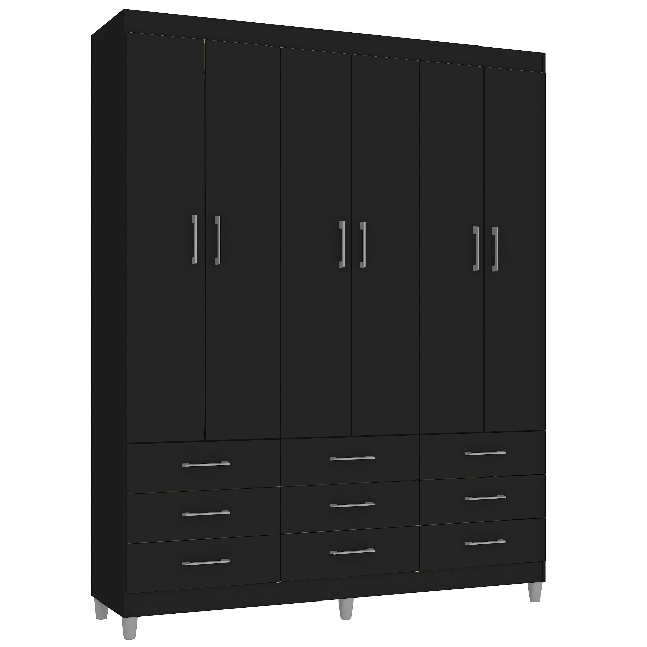 Guarda-Roupa 6 Portas Paraty 3690 1,50 m Preto - FELLICCI - Imagem 4
