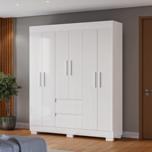 Guarda-Roupa 6 Portas Maya 1,491 m Branco - ACP MÓVEIS