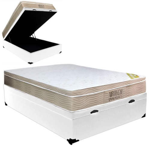 Alternative view of Colchão Casal Airtech Springpocket 25 cm D26 Molas Ensacadas + Base Baú Corino Branco – ORTOBOM + ALTO NÍVEL