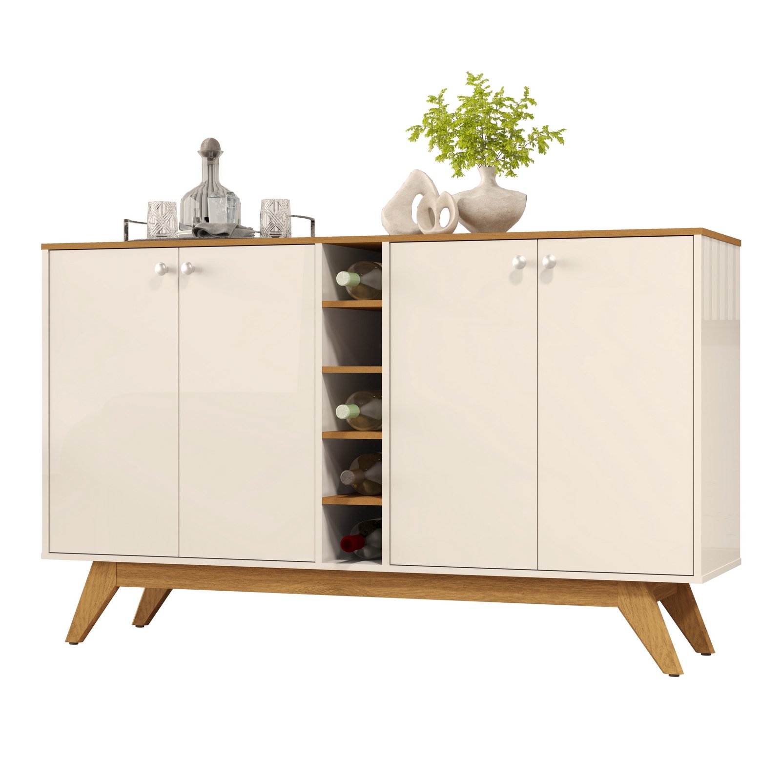 Buffet 4 Portas Jocasta Off White/Cedro - SAL MOVELARIA - Imagem 4