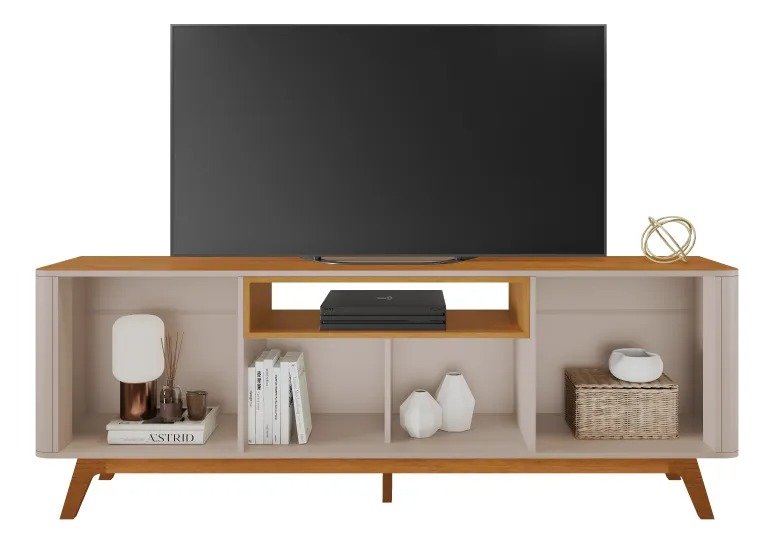Rack até 70" Oslo Off White/Cinamomo - JCM MOVELARIA - Imagem 2