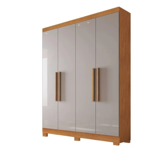 Alternative view of Guarda-Roupa 4 Portas Sergipe 1,20 m Nature/Off White - BIANCHI