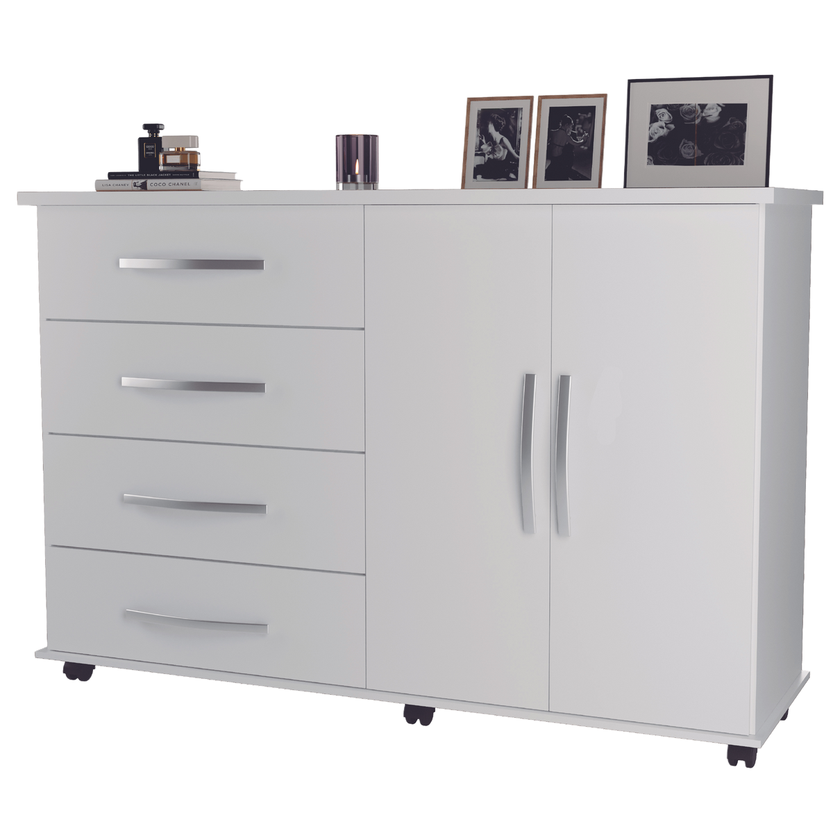 Cômoda 4 Gavetas com Sapateira Dupla Bali Branco - MÓVEIS PRIMUS - Imagem 2