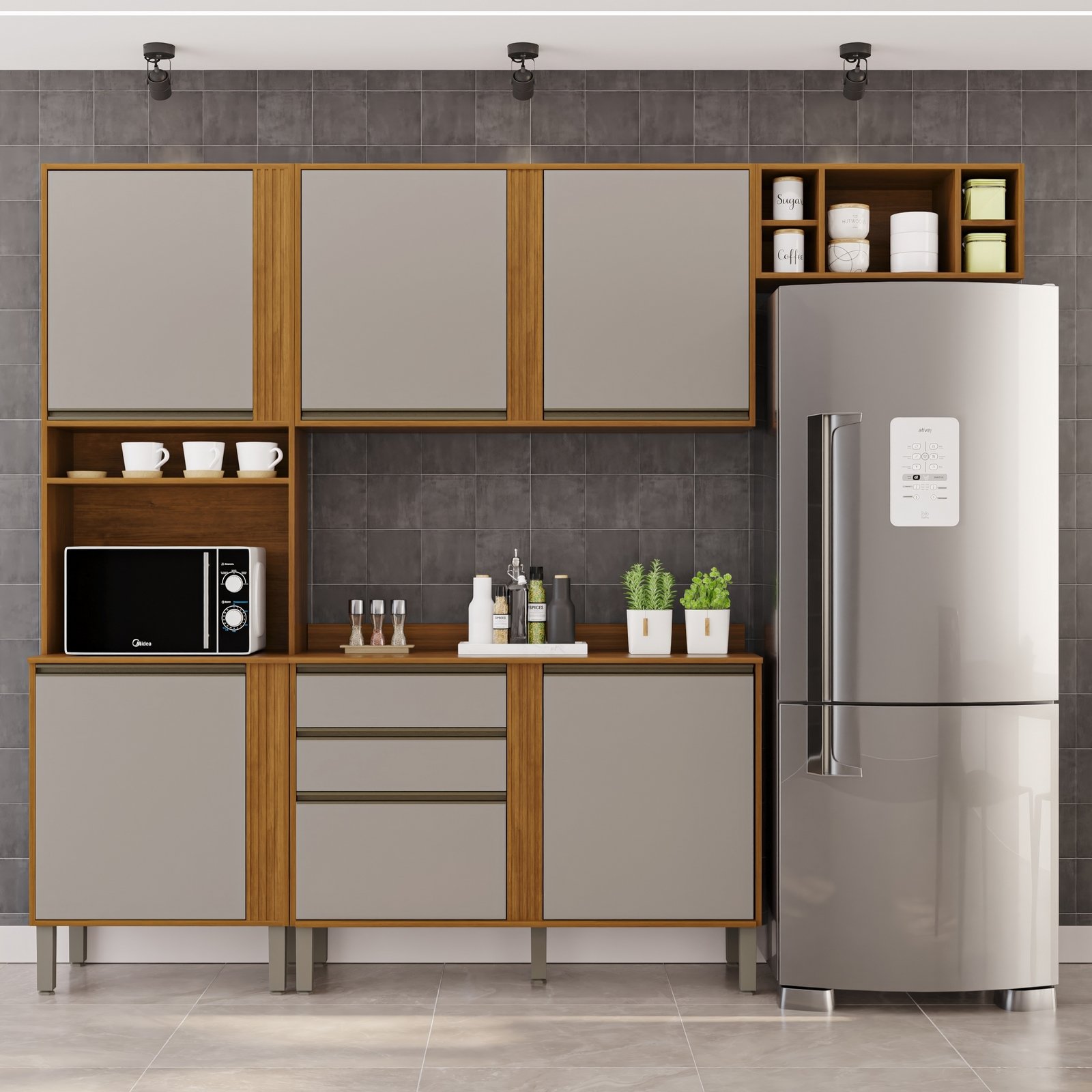Cozinha 4 Peças Pérola Cinamomo/Off White - SALLÊTO
