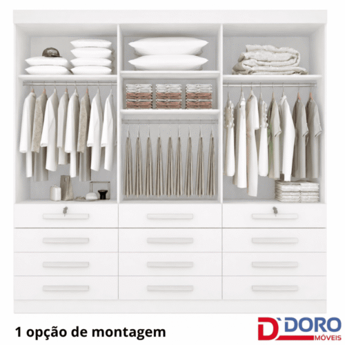 Alternative view of Guarda-roupa Casal 2,40m Mônaco Plus Branco 6 Portas 12 Gavetas 100% MDF - D Doro
