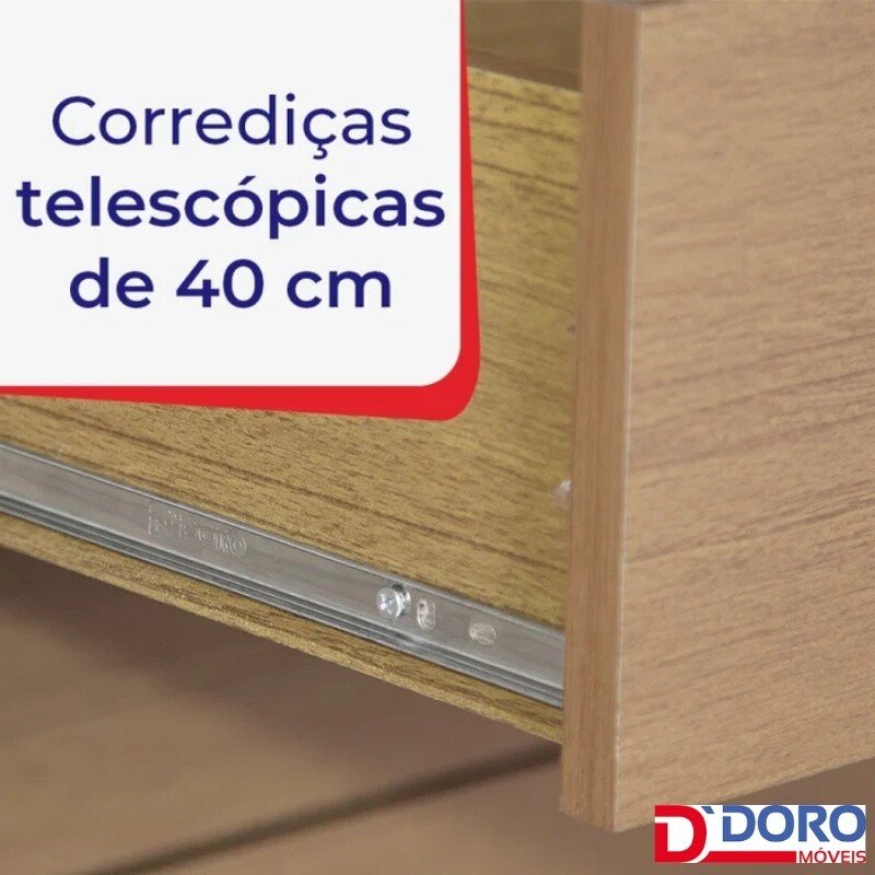 Guarda-roupa Casal 2,20m Titanium Branco Ripado 2 Portas 6 Gavetas 100% MDF com 1 Espelho - D Doro - Imagem 7