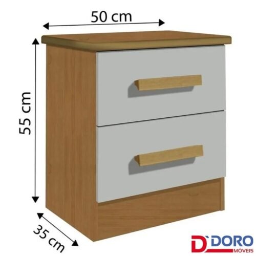 Alternative view of Criado mudo New Athos Cinamomo/Of com 2 Gavetas - D Doro