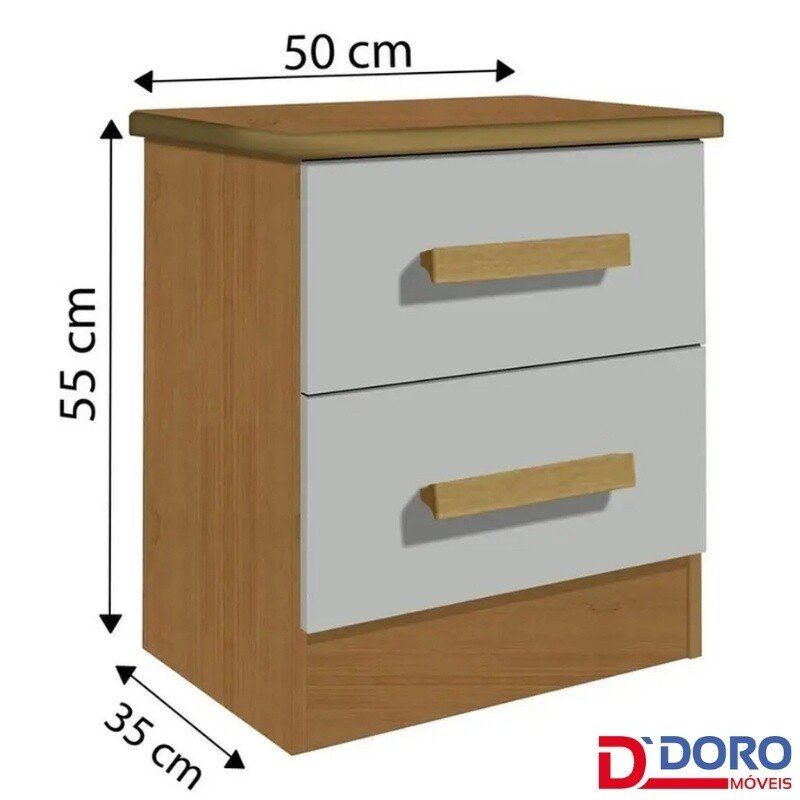 Criado mudo New Athos Cinamomo/Of com 2 Gavetas - D Doro - Imagem 2