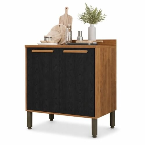 Balcão de Cozinha 0,80m Flórida Cinamomo/Preto - Sallêto