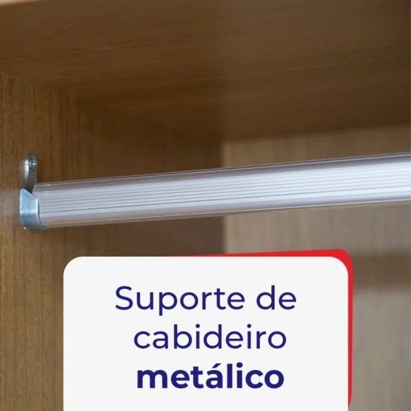 Guarda-roupa Casal 2,20m Titanium Branco Ripado 2 Portas 6 Gavetas 100% MDF com 1 Espelho - D Doro - Imagem 9