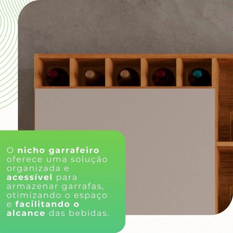 Armário de Cozinha 1,65m New Topázio Cinamomo/Off 6 Portas 2 Gavetas - Sallêto - Imagem 9