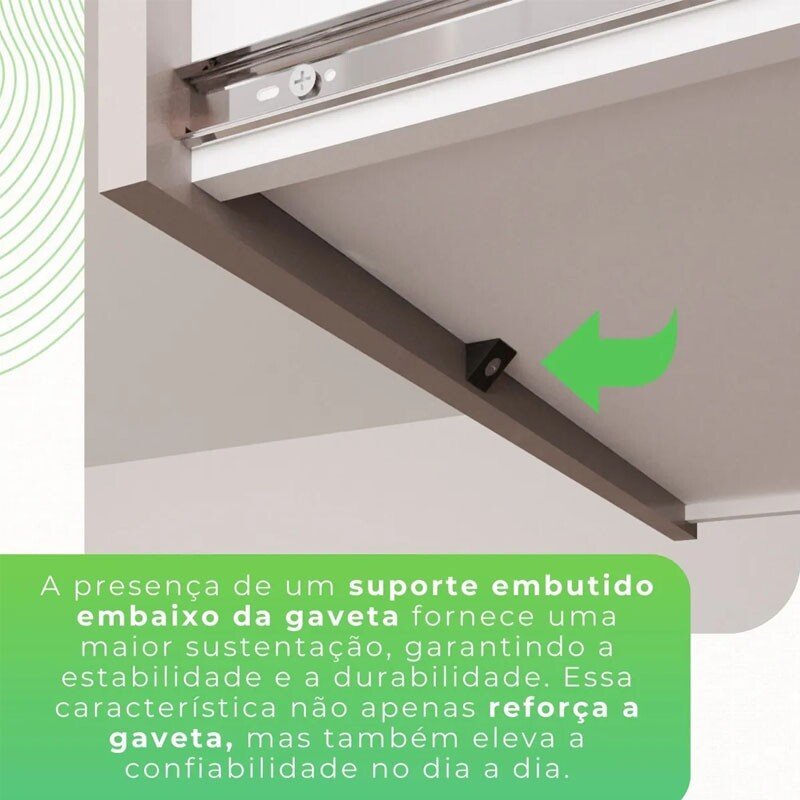 Armário de Cozinha 1,65m New Topázio Cinamomo/Off 6 Portas 2 Gavetas - Sallêto - Imagem 6