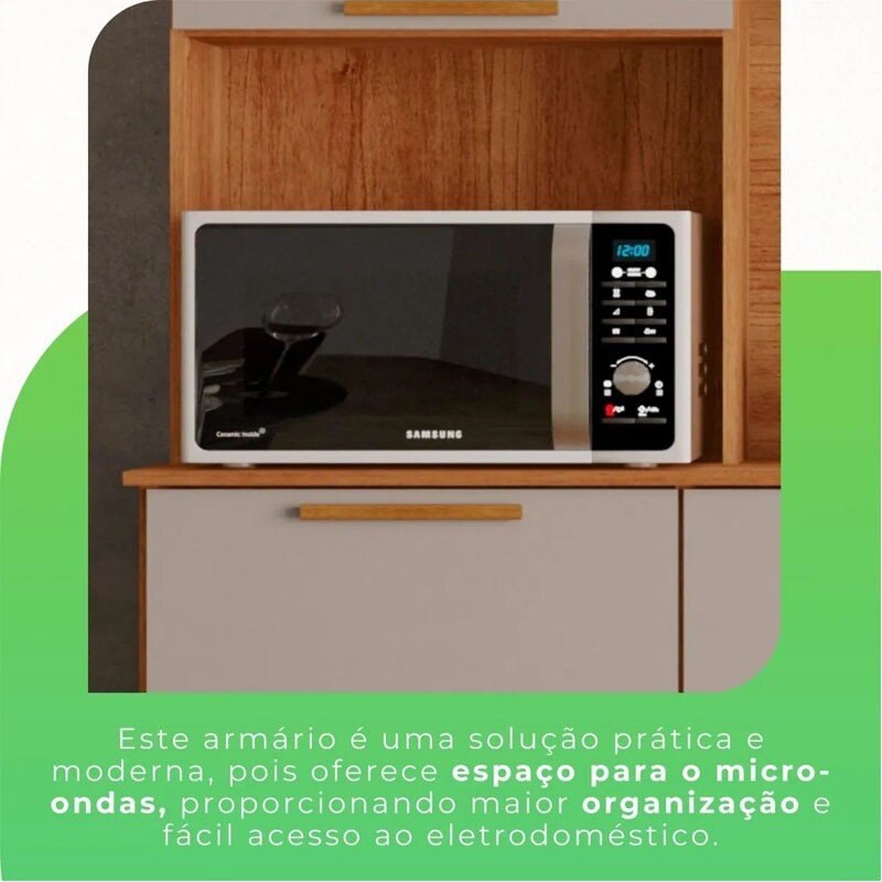 Armário de Cozinha 1,65m New Topázio Cinamomo/Off 6 Portas 2 Gavetas - Sallêto - Imagem 8