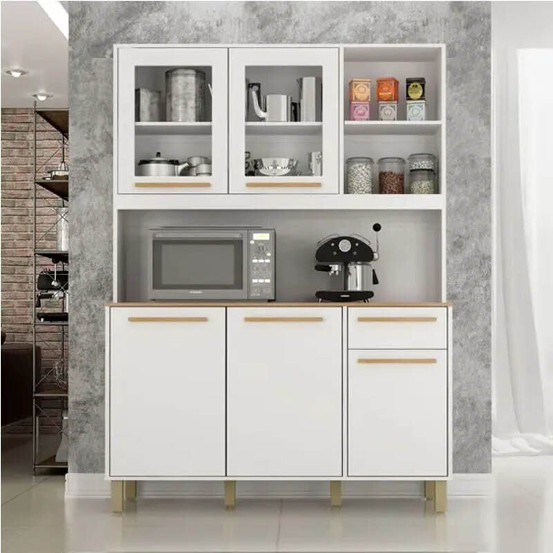 Armário de Cozinha 1,20m Rubi Branco 5 Portas 1 Gaveta - Valdemóveis