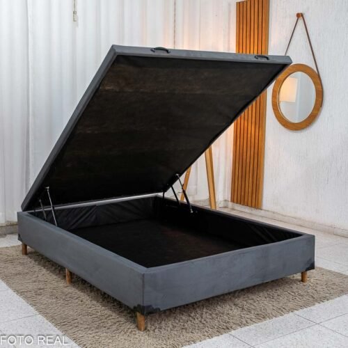 Alternative view of Base Box Baú Casal Carioca Sued Cinza Blindado 138x188x40 cm - Bioflex