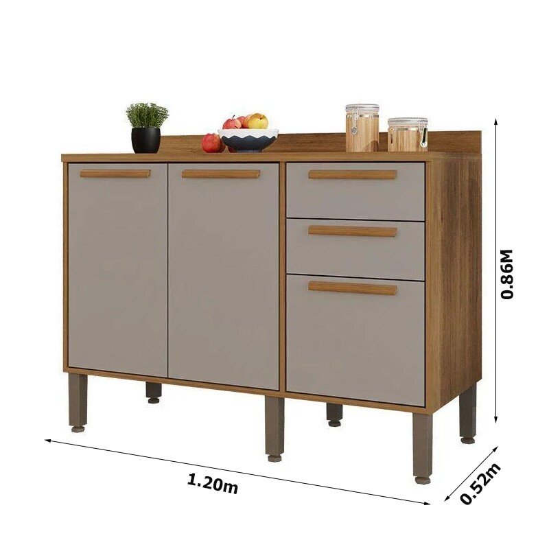 Balcão de Cozinha 1,20m Flórida Cinamomo/Off - Sallêto - Imagem 3