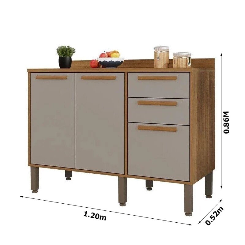 Balcão de Cozinha 1,20m Flórida Cinamomo/Off + Aéreo Ripado 1,20m Flórida Cinamomo/Off com Porta Basculante - Sallêto - Imagem 5